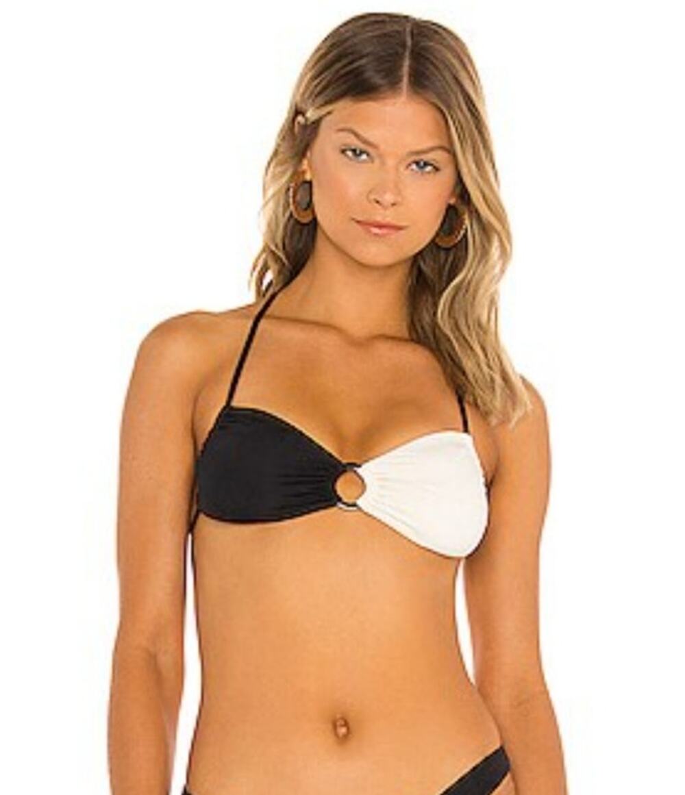 L*Space Freddie Bikini Top in Black Cream Size Small NWT Halter